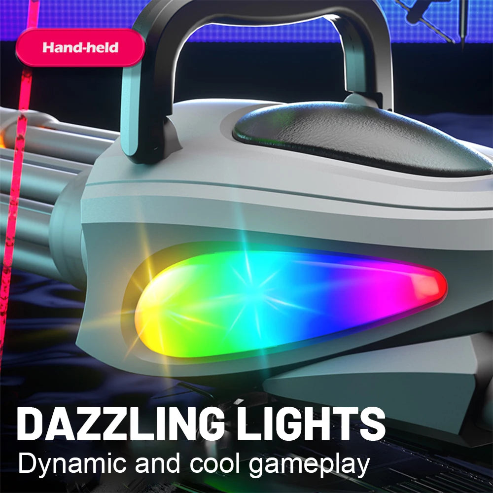 Electric LED Rotating Barrel Gatling Water Gun Toy Automatic Spray Water Pistol Blaster Cannon Pool Summer Toy for Kids Adult