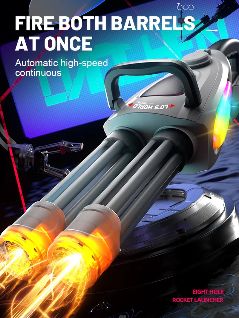 Electric LED Rotating Barrel Gatling Water Gun Toy Automatic Spray Water Pistol Blaster Cannon Pool Summer Toy for Kids Adult